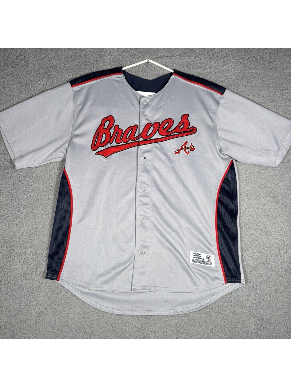 Atlanta Braves Jersey Mens Size XL Gray Dynasty Series Embroidered Baseball Team